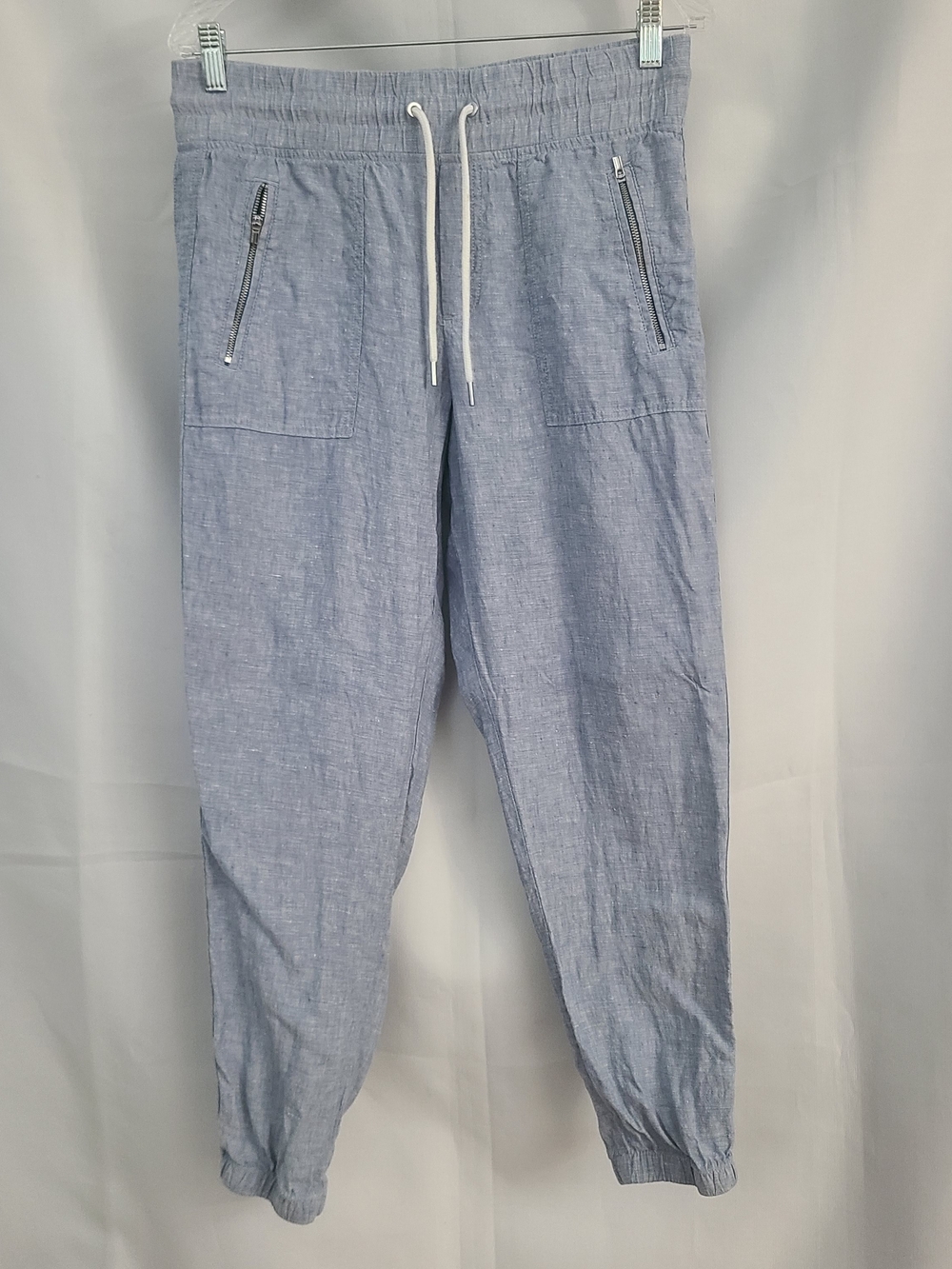 Athleta Sz 8 Blue Cabo Linen Coastal Pull On Casual Lightweight Jogger Pant
